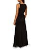 Color:Black - Image 2 - Knit Sweetheart Neck Sleeveless Ruched Gown