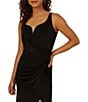 Color:Black - Image 3 - Knit Sweetheart Neck Sleeveless Ruched Gown