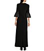 Color:Black - Image 2 - Matte Jersey Front Twist V-Neck 3/4 Bell Sleeve Gown