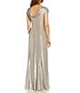 Color:Alabaster - Image 2 - Glitter Cowl Neck Draped Back Cap Sleeve A-Line Gown