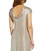 Color:Alabaster - Image 4 - Glitter Cowl Neck Draped Back Cap Sleeve A-Line Gown