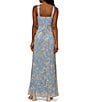 Adrianna Papell Metallic Crinkle Chiffon Halter Front Keyhole Column Gown, Color:Light Blue/Gold - Image 2