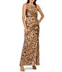 Adrianna Papell Metallic Crinkle Long Dress - Image 1