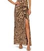 Adrianna Papell Metallic Crinkle Long Dress - Image 4