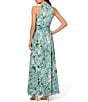 Color:Slate - Image 2 - Metallic Floral V Neckline Sleeveless Gown
