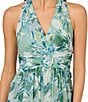 Color:Slate - Image 3 - Metallic Floral V Neckline Sleeveless Gown