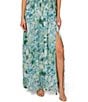 Color:Slate - Image 4 - Metallic Floral V Neckline Sleeveless Gown