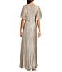 Adrianna Papell Metallic Flutter Sleeve Gown, Color:Alabaster - Image 2