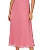 Color:Faded Rose - Image 4 - Metallic Mesh V-Neckline Flutter Cap Sleeve Midi Dress