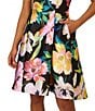 Color:Black Multi - Image 4 - Mikado Floral Print Notch Scoop Neck Sleeveless High-Low Hem Fit and Flare Dress