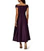 Adrianna Papell Mikado Off The Shoulder Sleeveless Hi-Low Midi Gown, Color:Luxe Plum - Image 2