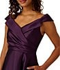 Adrianna Papell Mikado Off The Shoulder Sleeveless Hi-Low Midi Gown, Color:Luxe Plum - Image 3