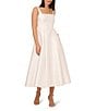 Adrianna Papell Mikado Square Neck Sleeveless A-Line Midi Dress, Color:Ivory - Image 1