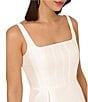 Adrianna Papell Mikado Square Neck Sleeveless A-Line Midi Dress, Color:Ivory - Image 3