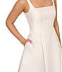 Adrianna Papell Mikado Square Neck Sleeveless A-Line Midi Dress, Color:Ivory - Image 4
