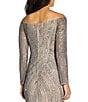 Color:Sterling - Image 4 - Off-The-Shoulder Long Sleeve Beaded Mesh Gown
