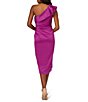Color:Violet - Image 2 - One Shoulder Draped Satin Crepe Midi Dress
