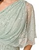 Color:Icy Sage - Image 4 - Sequin One Shoulder Illusion Sleeve Blouson Dress