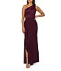Adrianna Papell One Shoulder Sleeveless Cascading Ruffle Draped Mermaid Gown, Color:Bordeaux Gold - Image 1