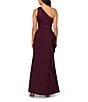 Adrianna Papell One Shoulder Sleeveless Cascading Ruffle Draped Mermaid Gown, Color:Bordeaux Gold - Image 2