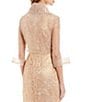 Color:Champagne - Image 2 - Organza 3/4 Sleeve Tie Front Wrap Jacket