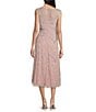 Color:Dusted Petal Ivory - Image 2 - Petite Size Crew Neck Cap Sleeve Beaded A-Line Midi Dress