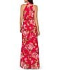 Adrianna Papell Petite Size Halter Neck Floral Print Ruffled Dress, Color:Pink Multi - Image 2