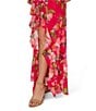 Adrianna Papell Petite Size Halter Neck Floral Print Ruffled Dress, Color:Pink Multi - Image 4