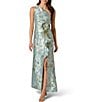 Adrianna Papell Petite Size One Shoulder Metallic Jacquard Column Gown - Image 1