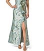 Adrianna Papell Petite Size One Shoulder Metallic Jacquard Column Gown - Image 4