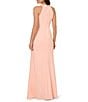Adrianna Papell Petite Size Rosette Halter Crepe Dress, Color:Peach Kiss - Image 2