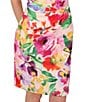 Adrianna Papell Petite Size Scuba Floral Print One Shoulder Neck Sleeveless Sheath Midi Dress, Color:Pink Multi - Image 4