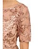 Color:Almondine - Image 4 - Petite Size Short Sleeve Crew Neck Sequin Embroidered Midi Dress