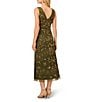 Adrianna Papell Petite Size V-Neck Beaded Midi Dress, Color:Olive - Image 2