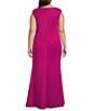 Adrianna Papell Plus Size Asymmetrical Neck Cap Sleeve Long Sheath Dress - Image 2