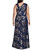 Adrianna Papell Plus Size Asymmetrical Neck Metallic Lace Gown - Image 2