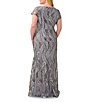 Color:Silver Multi - Image 2 - Plus Size Cap Sleeve V-Neck Sequin Embroidered Gown