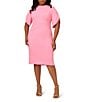 Adrianna Papell Plus Size Crew Neck Pearl Trim Crepe Dress, Color:Cherry Blossom - Image 1
