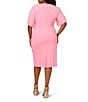 Adrianna Papell Plus Size Crew Neck Pearl Trim Crepe Dress, Color:Cherry Blossom - Image 2