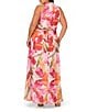Adrianna Papell Plus Size Floral Chiffon Maxi Dress, Color:Pink Orange - Image 2