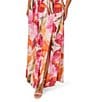 Adrianna Papell Plus Size Floral Chiffon Maxi Dress, Color:Pink Orange - Image 4