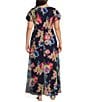Adrianna Papell Plus Size Floral Printed Chiffon Walk Thru Jumpsuit, Color:Navy Multi - Image 2