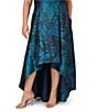 Adrianna Papell Plus Size Jacquard Floral Print V-Neck Sleeveless High Low Skirt Gown, Color:Cobalt Multi - Image 4