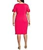 Adrianna Papell Plus Size Knit Crepe Short Sleeve Dress, Color:Petunia - Image 2
