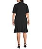 Adrianna Papell Plus Size Knit Crepe Tie Neck Dress, Color:Black/Ivory - Image 2