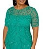 Adrianna Papell Plus Size Short Sleeve Beaded Sheath Dress, Color:Exotic Jade - Image 3