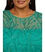 Adrianna Papell Plus Size Short Sleeve Beaded Sheath Dress, Color:Exotic Jade - Image 4