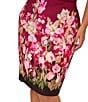 Adrianna Papell Plus Size Short Sleeve Floral Print Tie Front Sheath Midi Dress, Color:Berry Multi - Image 4