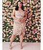 Color:Rose Multi - Image 6 - Plus Size Sleeveless Square Neck Ruched Floral Sheath Dress