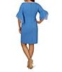 Adrianna Papell Plus Size Stretch Crepe 3/4 Bell Sleeve Sheath Dress, Color:Cool Water - Image 2